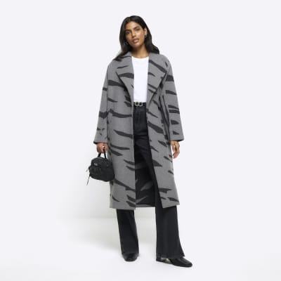 River island zebra coat sale