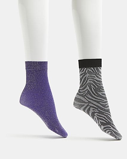 Grey zebra print socks multipack