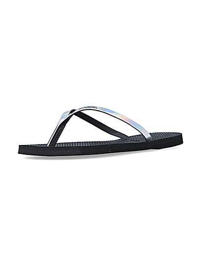 360 degree animation of product Havaiana black holographic flip flops frame-0