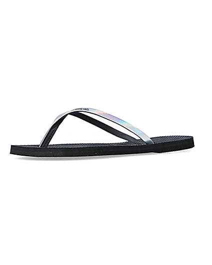 360 degree animation of product Havaiana black holographic flip flops frame-1