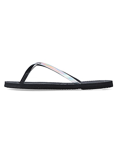 360 degree animation of product Havaiana black holographic flip flops frame-3