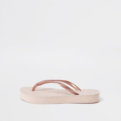 Haviana Gold Slim Flatform Flip Flop 