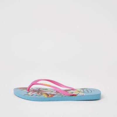 Haviana Tropical Print Flatform Flip Flop River Island