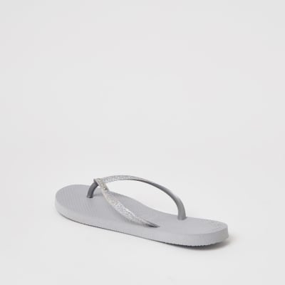 Havianas Grey Glitter Slim Flip Flops