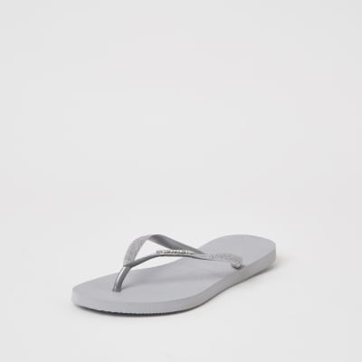 Havianas Grey Glitter Slim Flip Flops