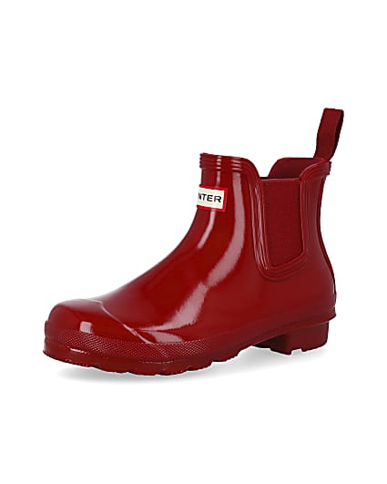 360 degree animation of product Hunter red chelsea wellington boots frame-1