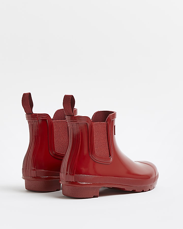 Hunter red chelsea wellington boots