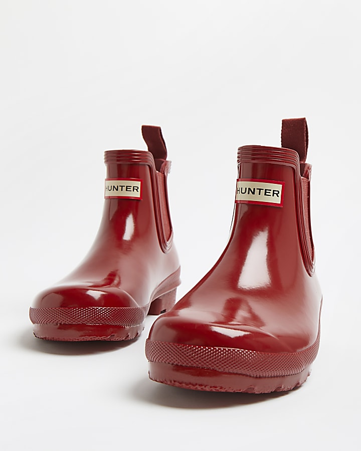 Hunter red chelsea wellington boots