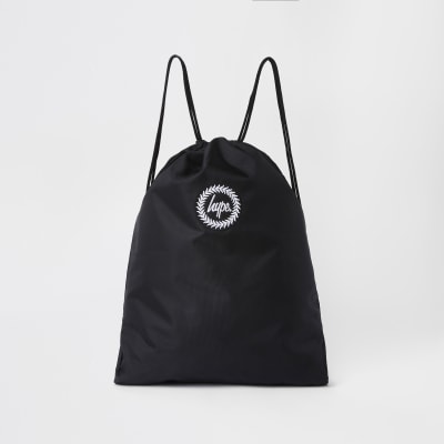 Hype black embroidery drawstring bag