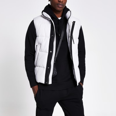 Ice grey padded gilet jacket River Island