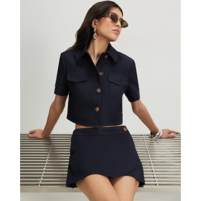 Denim Pocket Detail Cropped Jacket