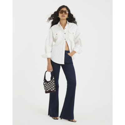 Indigo High Rise Flared Jeans