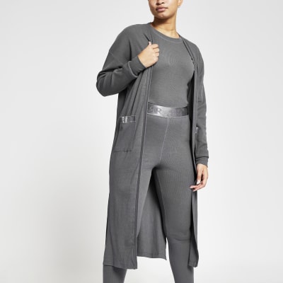 grey long line cardigan