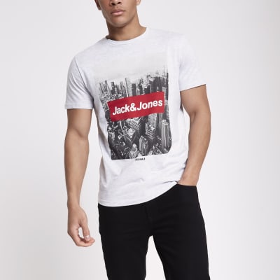 Jack & Jones Originals grey photo T-shirt