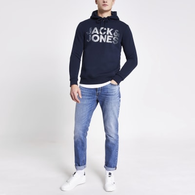 jack and jones blue hoodie