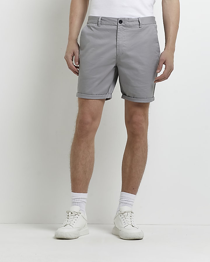 Khaki and grey multipack slim chino shorts
