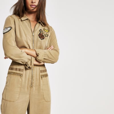 khaki boiler suit river island