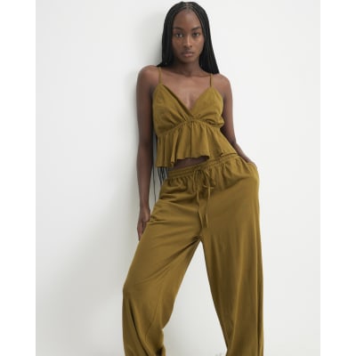 Khaki Balloon Trouser and Cami Loungewear Set