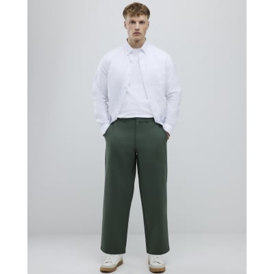 Khaki Barrell Leg Chino Trousers