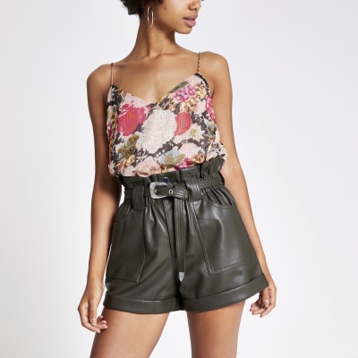 river island leather shorts