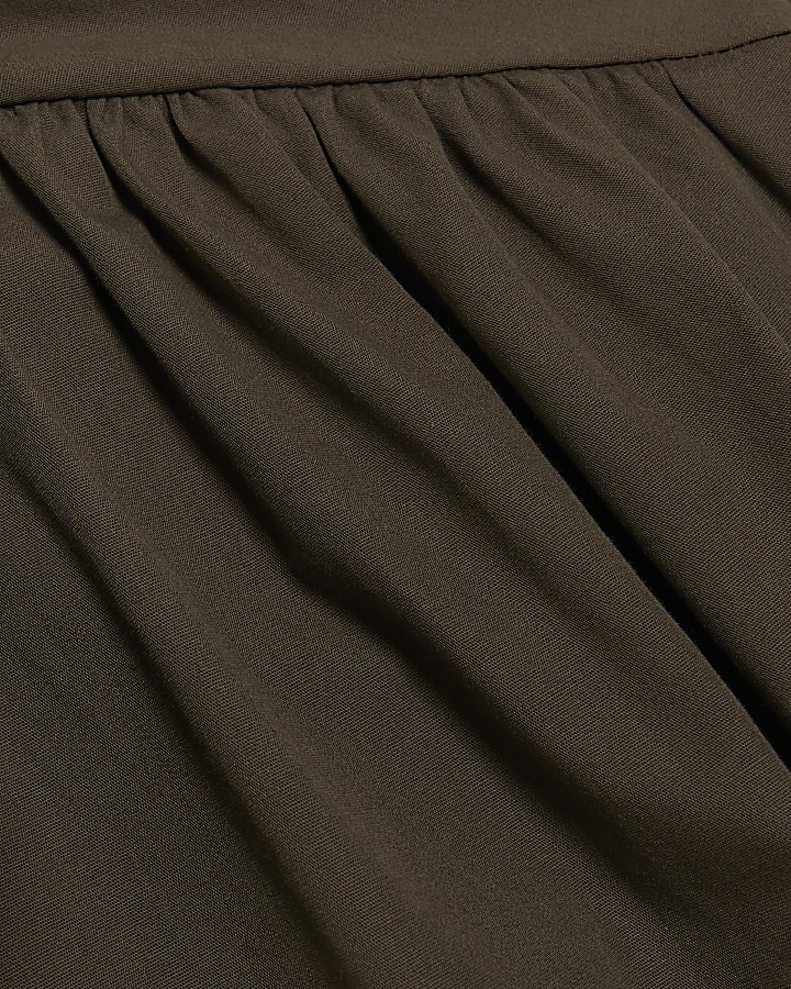 Khaki Belted Mini Shirt Dress