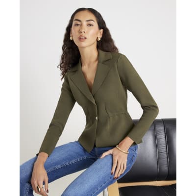 Khaki Blazer Cardigan