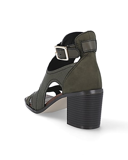 360 degree animation of product Khaki block heeled shoe boots frame-7