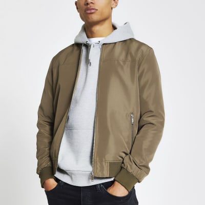 mens khaki bomber