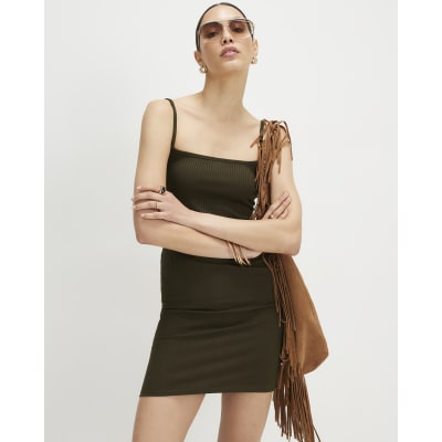 Khaki Cami Rib Mini Dress