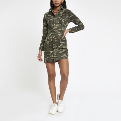 river island utility denim dress