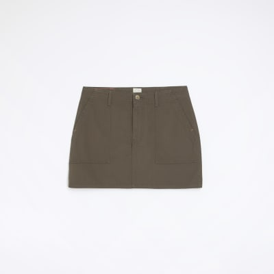 Khaki cargo mini skirt River Island