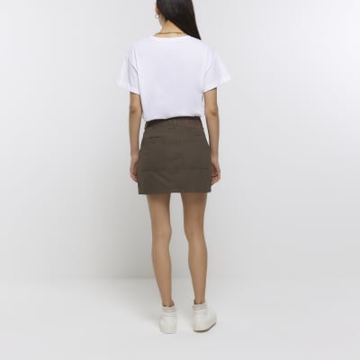 Khaki cargo mini skirt River Island