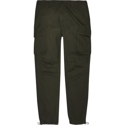 river island slim fit cargo trousers in khaki