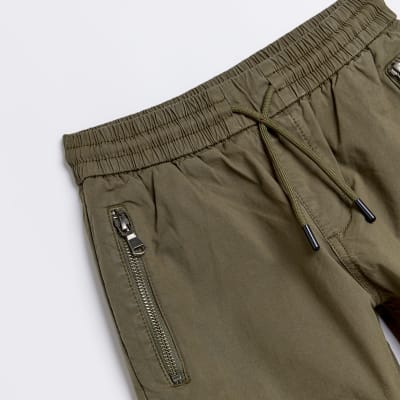 Khaki Cargo Zip Pocket Trousers River Island