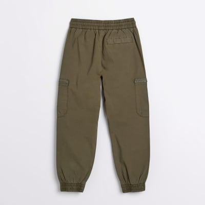 Khaki Cargo Zip Pocket Trousers | River Island