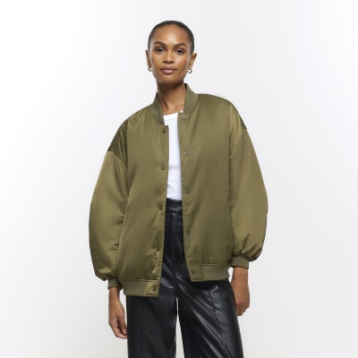 Khaki casual bomber jacket | River Island