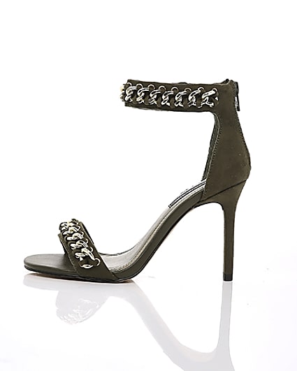 360 degree animation of product Khaki chain barely there sandals frame-21