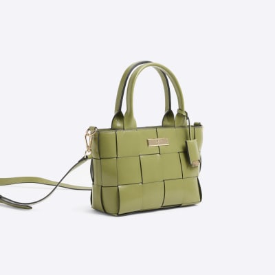 Khaki Chunky Weave Tote Bag River Island