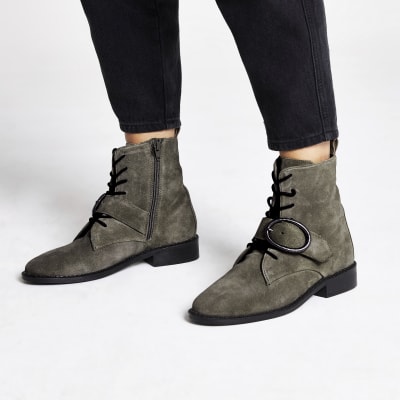 river island khaki boots