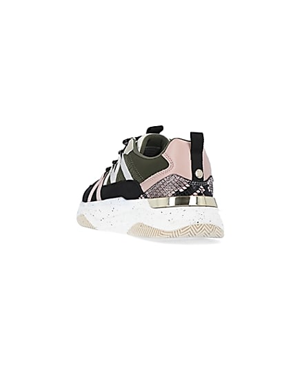 360 degree animation of product Khaki colour block chunky trainers frame-7