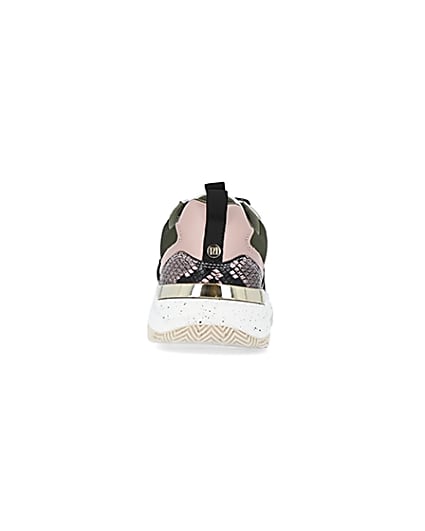 360 degree animation of product Khaki colour block chunky trainers frame-9