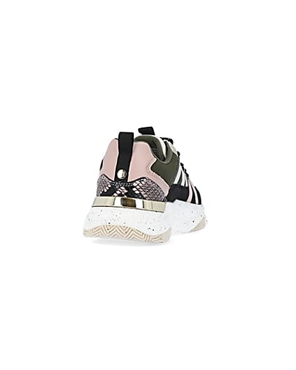 360 degree animation of product Khaki colour block chunky trainers frame-10
