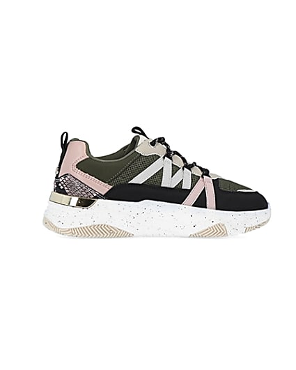 360 degree animation of product Khaki colour block chunky trainers frame-14