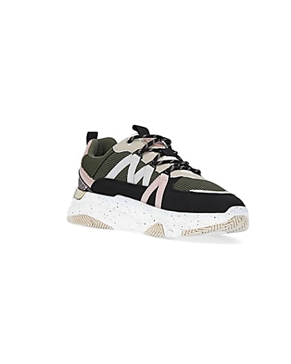 360 degree animation of product Khaki colour block chunky trainers frame-18