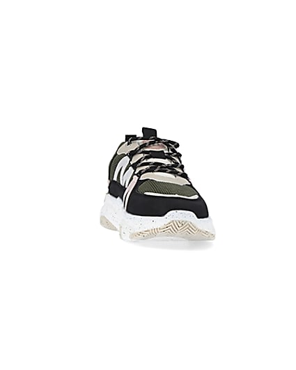 360 degree animation of product Khaki colour block chunky trainers frame-20