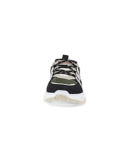 360 degree animation of product Khaki colour block chunky trainers frame-21
