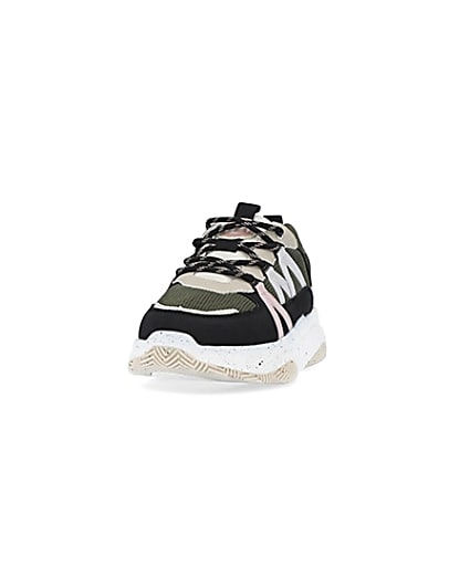 360 degree animation of product Khaki colour block chunky trainers frame-22