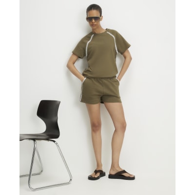 Cotton Blend Whipstitch Trim Shorts