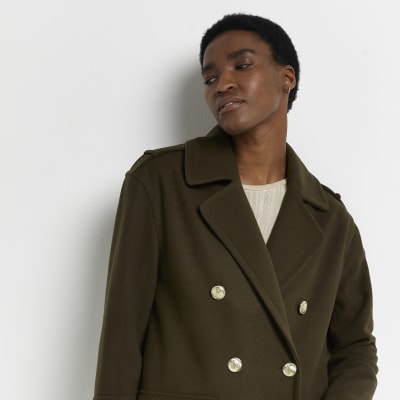khaki double breasted coat