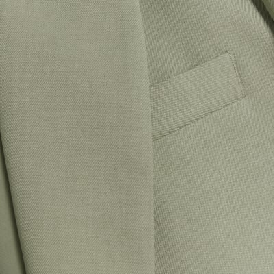 Khaki Double Breasted Slim Blazer